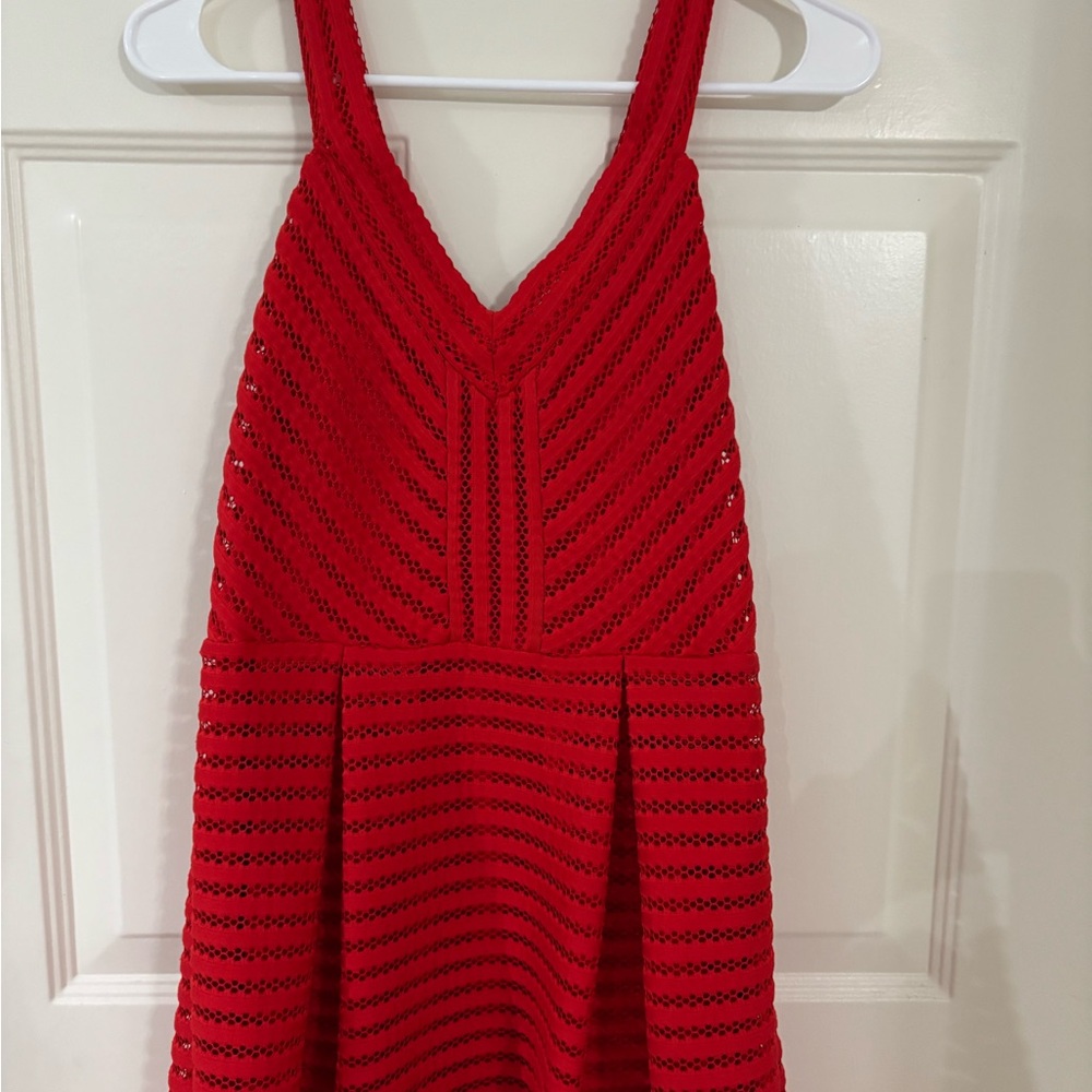 Express Scarlet Lace-Trimmed Top